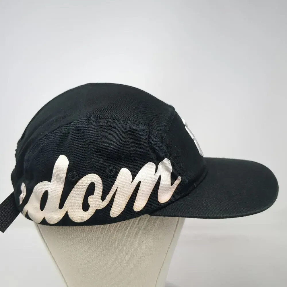 Freedom83 Clothing Co. 5 Panel Black One Size Hat Freedom Script Graphic B Logo